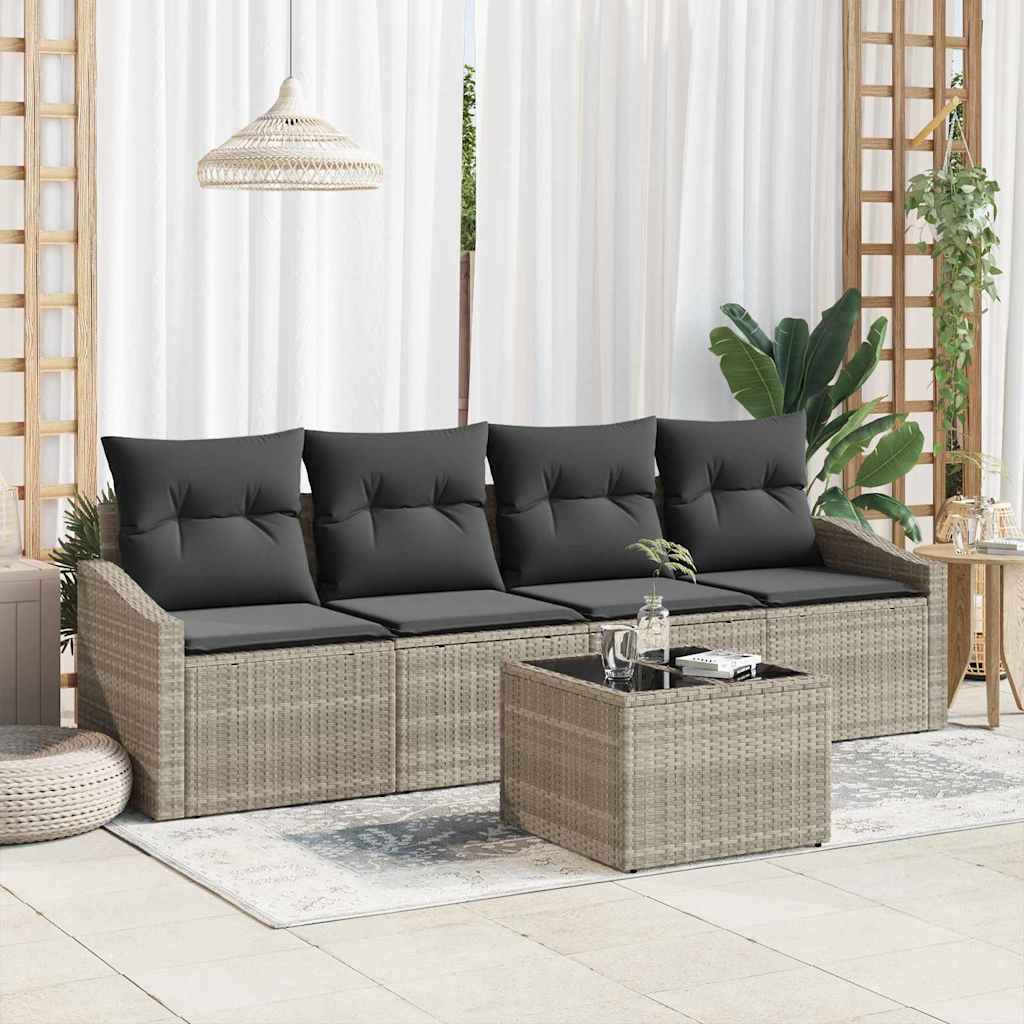 Garten-Sofa-Set 5 pcs Hellgrau und Dunkelgrau 55 x 55 x 37 cm